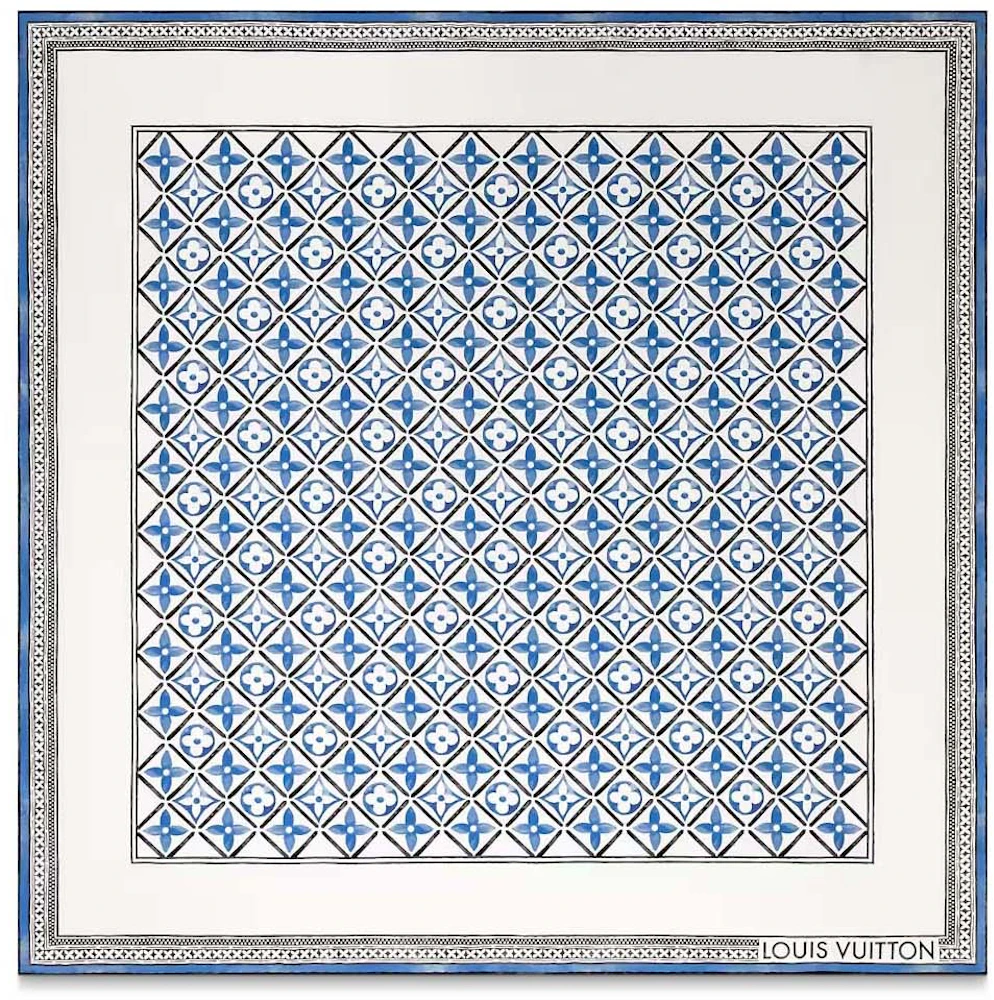 Louis Vuitton Monogram Flower Tile Square 90 Blue in Silk - US