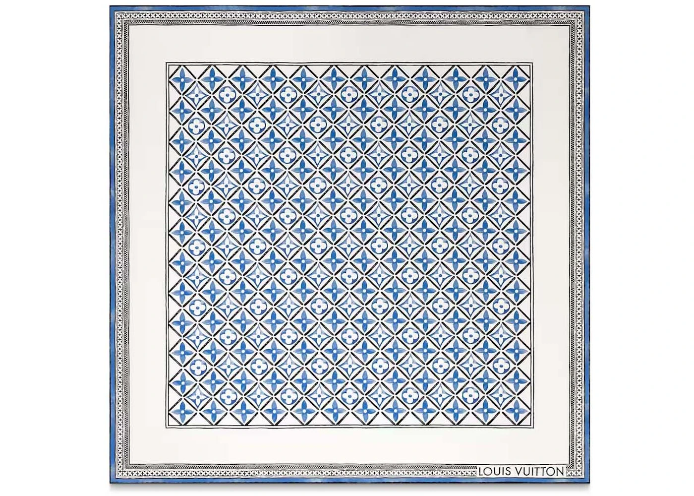 Louis Vuitton Monogram Flower Tile Square 90 Blue
