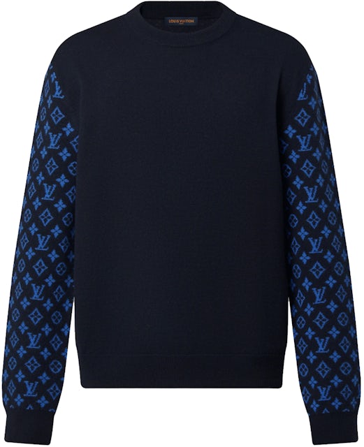 LOUIS VUITTON Wool Crew Neck Sweater with Metal LV Logo Accent