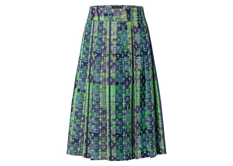 Louis Vuitton Monogram Neon Check Pleated Skirt Multicolor