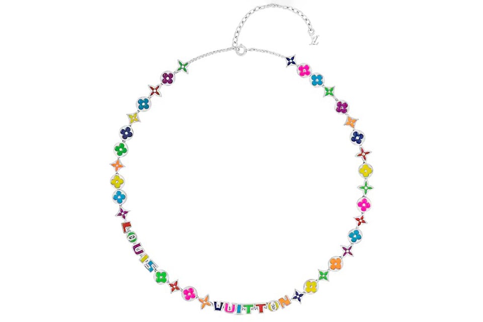 Louis Vuitton Monogram Party Necklace Rainbow in Silver Metal with