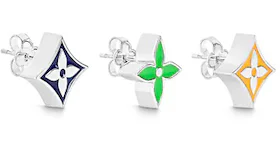 Louis Vuitton Monogram Party Set of 3 Earrings Silver