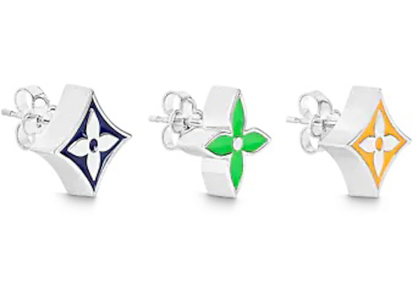 Louis Vuitton Monogram Party Set of 3 Earrings Silver in Silver Metal - US
