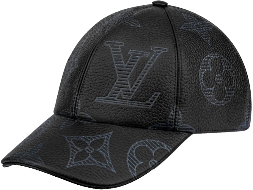 Louis Vuitton Size 60 Black Leather Monogram Shadow Cap