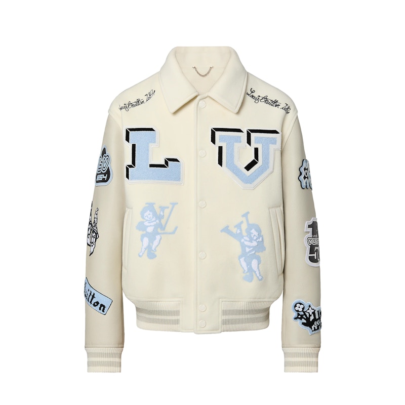 Louis Vuitton Multi-Patches Mixed Leather Varsity Blouson Milky