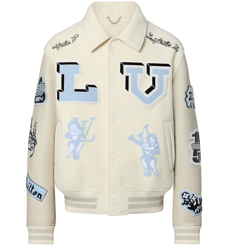 Louis Vuitton Multi-Patches Mixed Leather Varsity Blouson Milky