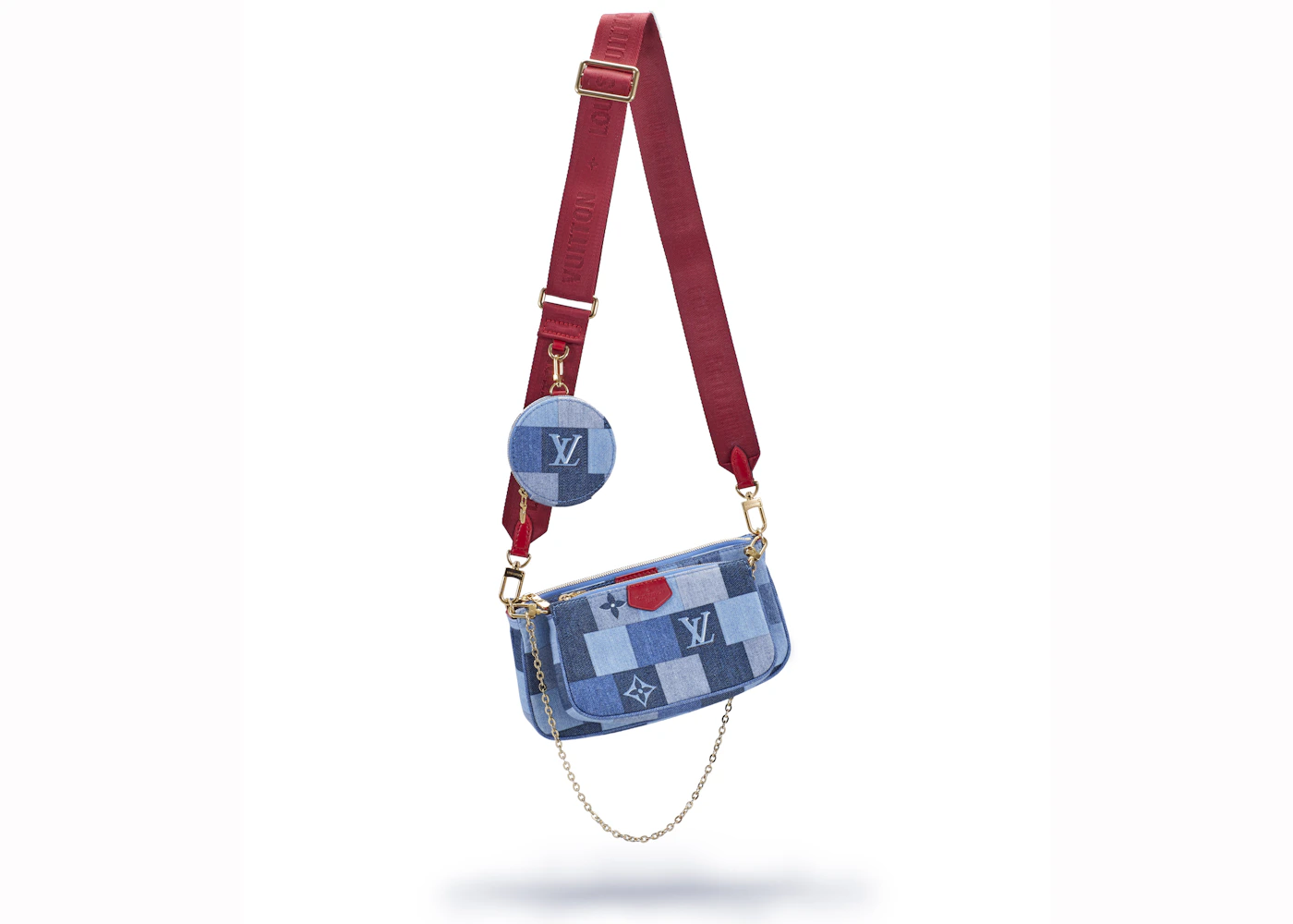 Louis Vuitton Multi Pochette Accessoires Denim Monogram Check Blue