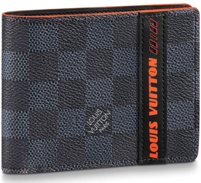 Pre-owned Louis Vuitton Multiple Wallet Damier Cobalt Race Blue Orange