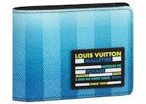 Pre-owned Louis Vuitton Multiple Wallet Damier Cobalt Race Blue Orange