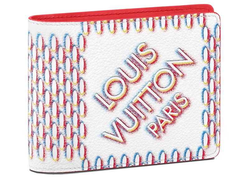 Pre-owned Louis Vuitton Men's Ple Wallet In White Damier Spray
