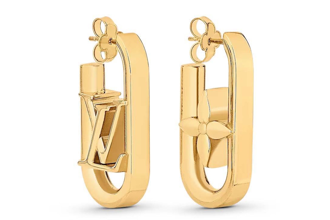 Pre-owned Louis Vuitton My Lv Chain Earrings Brass