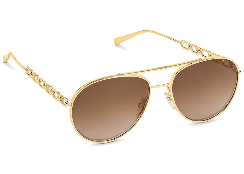 Louis Vuitton My LV Chain Pilot Sunglasses Gradient Brown in Gold