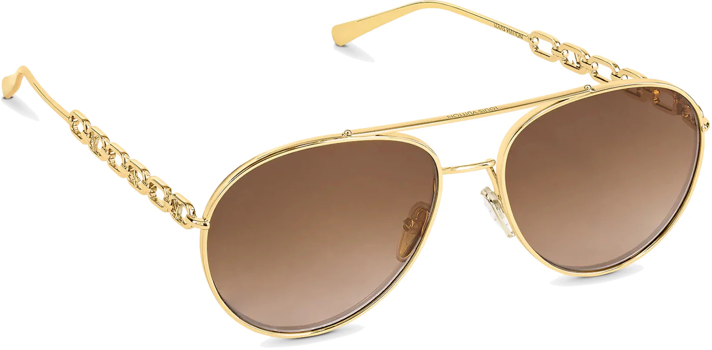 Louis Vuitton My LV Chain Pilot Sunglasses Gradient Brown (Z1539E/W) in  Gold Metal - US