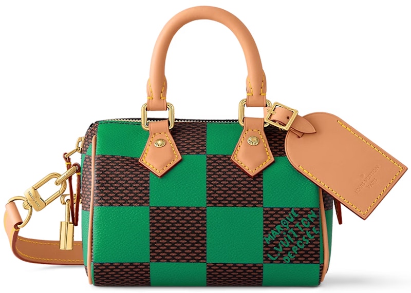 Louis Vuitton Nano Speedy Bandouli re Damier Pop Green in Coated