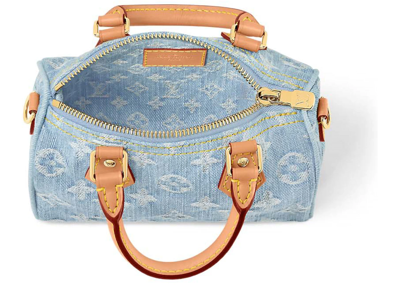 Louis Vuitton Nano Speedy Sky Blue Denim in Cotton with Gold-tone - US