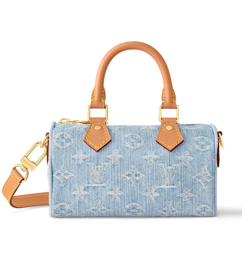 Handtasche Louis Vuitton Nano Speedy Blau Denim in Cotton with