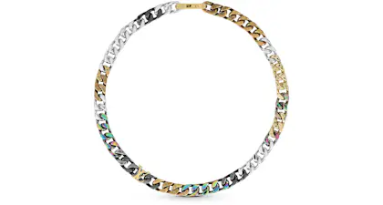 Louis vuitton chain links patches necklace engraved monogram multicolor Clearance