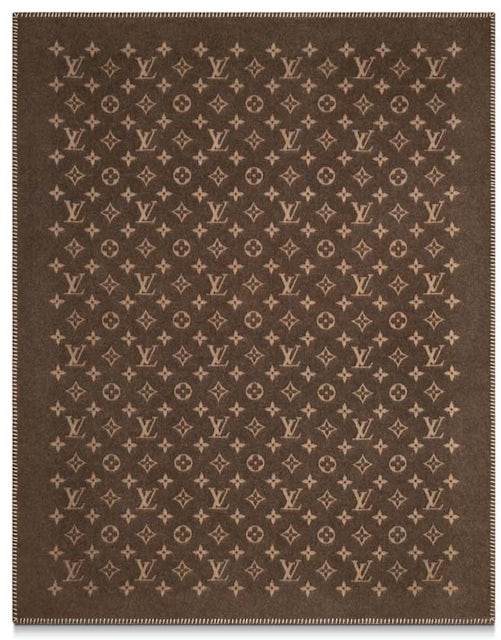 Louis Vuitton Monogram Logo Wool Blanket Brown