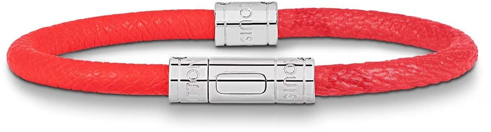 Louis Vuitton Neo Split Taigarama Leather Bracelet Red in Canvas/Leather  with Silver-tone - MX