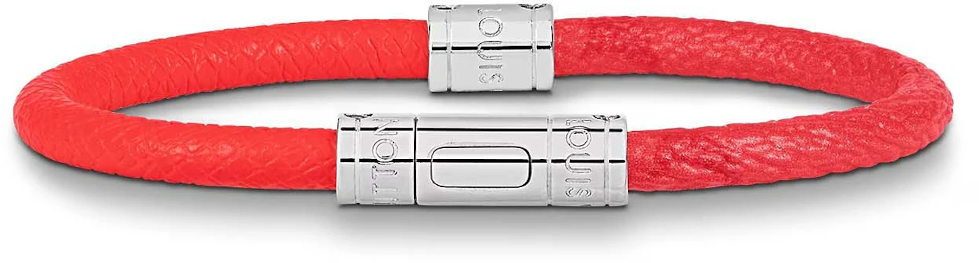 Louis Vuitton Neo Split Taigarama Leather Bracelet Red in Canvas/Leather  with Silver-tone - US