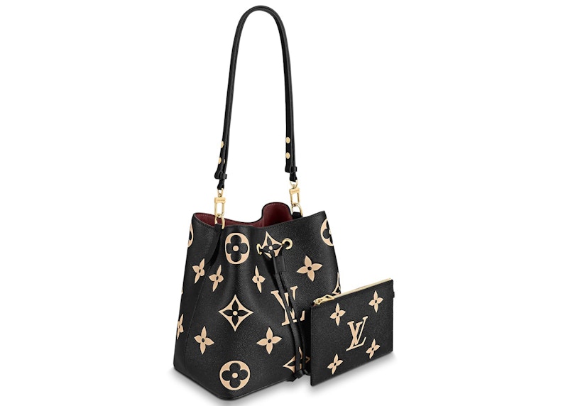 Louis Vuitton Neonoe MM Black Beige in Cowhide Leather with Gold