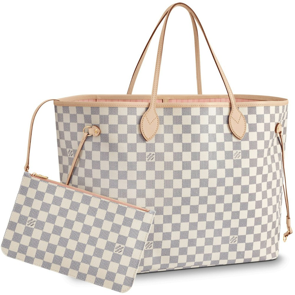 Louis Vuitton Neverfull Azur GM Rose Lining Coated with Gold-tone