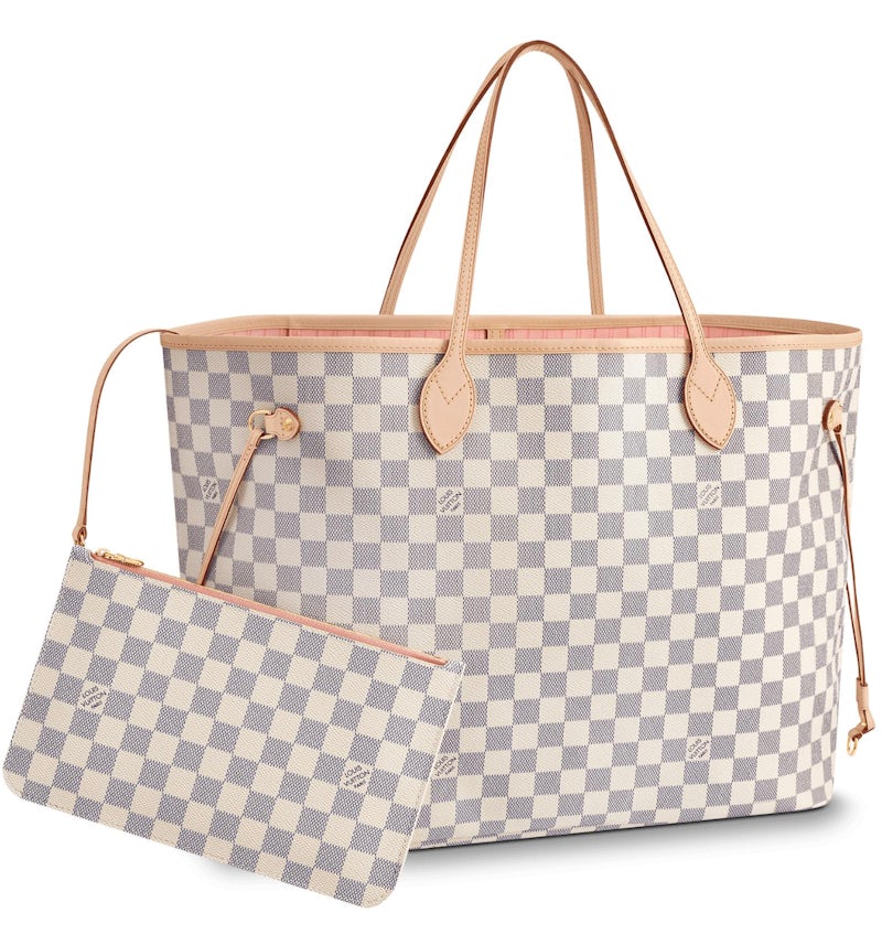 Louis Vuitton Neverfull Damier Azur GM Rose Ballerina Lining in