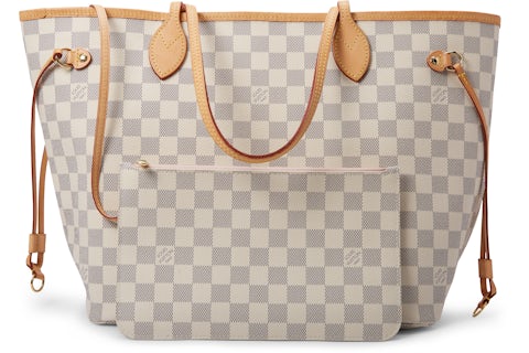 Louis Vuitton Neverfull Damier Azur MM Rose Ballerine Lining GB