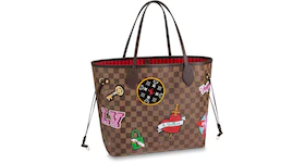 Louis Vuitton Neverfull Damier Ebene Patches (Without Pouch) MM Cerise Lining