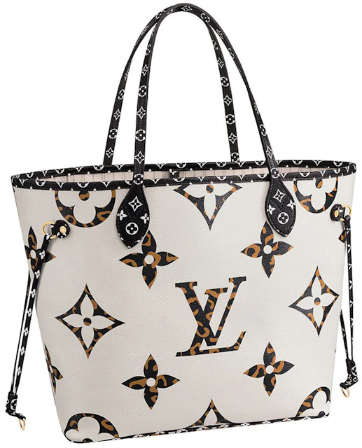 Louis Vuitton Neverfull Monogram Giant Jungle (Without Pouch) MM Ivory/Havana Beige in with Gold-tone