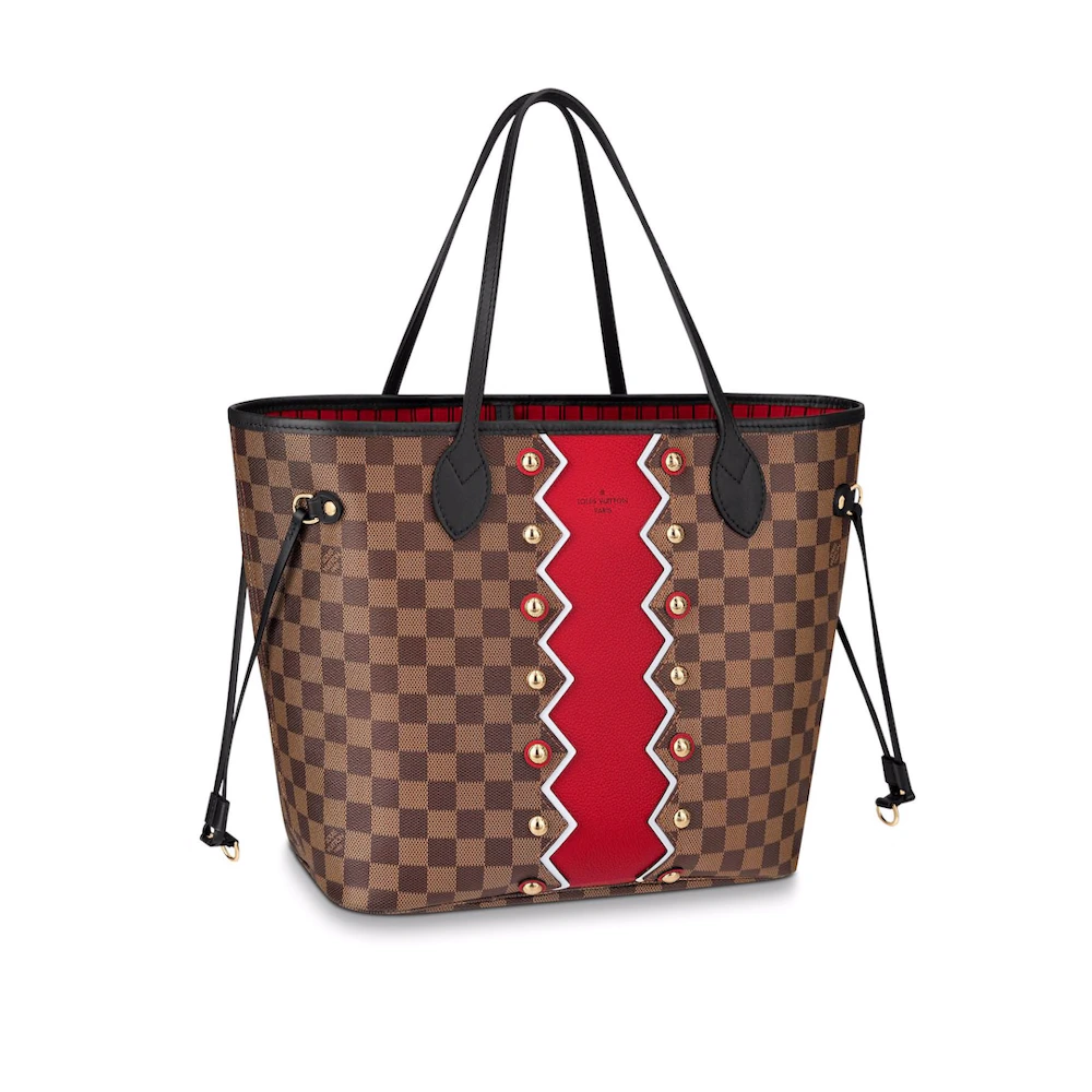 Authentic Louis Vuitton Damier Ebene Neverfull PM w/ Red Interior