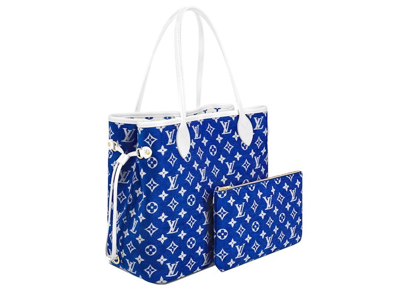 Louis Vuitton Neverfull MM Blue in Velvet/Leather with Goldtone US