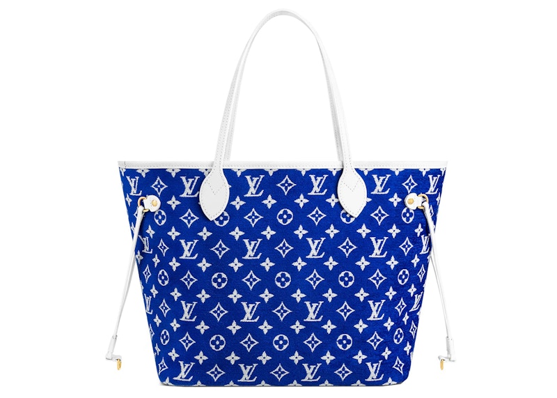 Louis Vuitton Neverfull MM Blue in Velvet/Leather with Goldtone US