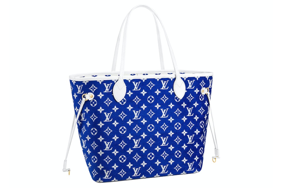 Louis Vuitton Neverfull MM Blue in Velvet/Leather with Gold-tone - US