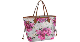 Louis Vuitton Neverfull MM Floral Pattern Silver