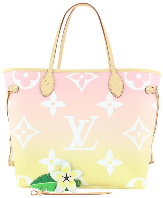 Vuitton Neverfull MM Pink Monogram Coated with Gold-tone