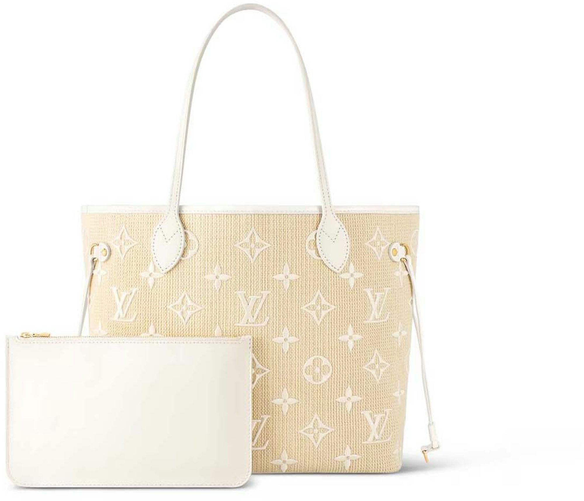 Louis Vuitton Neverfull MM White in Lotus Cotton with Gold-tone - GB