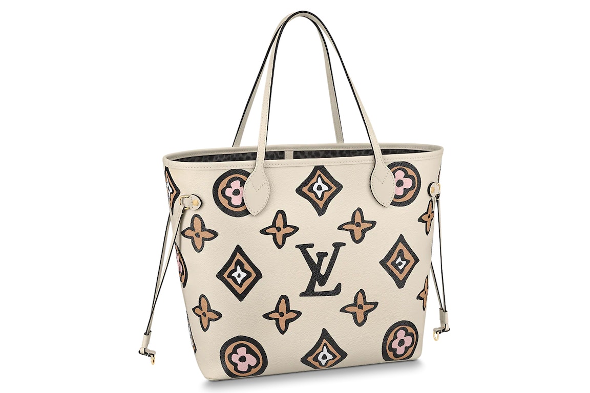 Pre-owned Louis Vuitton Neverfull Mm Wild At Heart Cream/multi