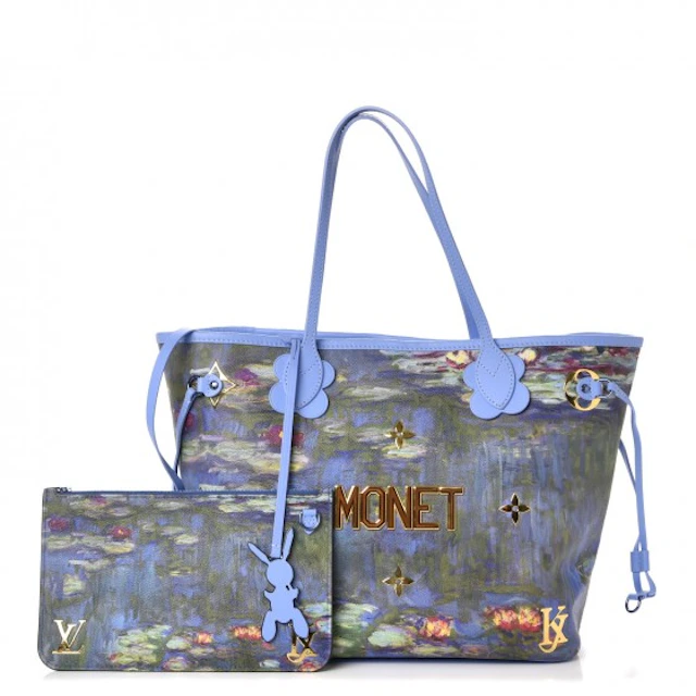 Louis Vuitton x Jeff Koons Neverfull Claude Monet MM Lavender Multicolor in Coated Canvas/Calfskin with Gold-tone