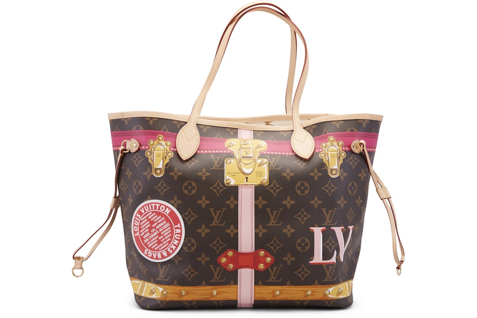 Louis Vuitton Neverfull Monogram Tromp L'oeil Screen (Without Pouch) MM Pink /Beige Lining in Coated Canvas with Gold-tone - US