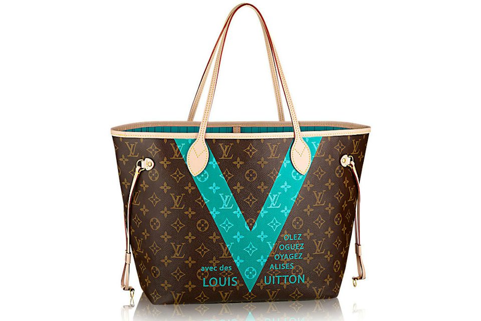 Louis Vuitton Neverfull Monogram V (Without Pouch) MM Teal Lining in Canvas  with Gold-Tone - US