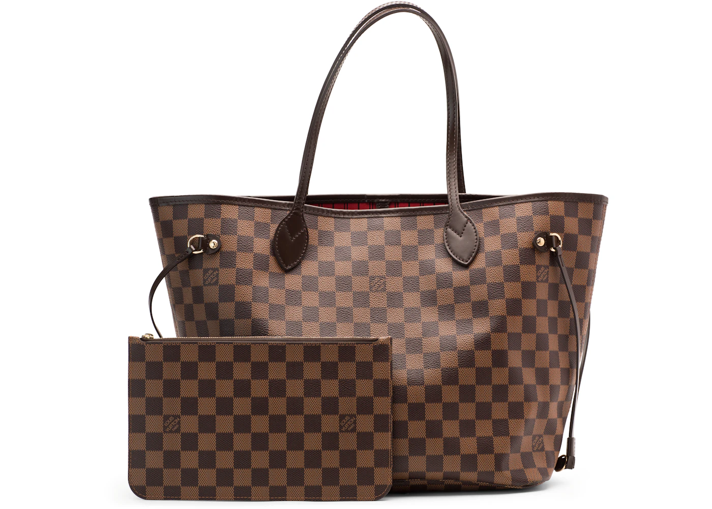 Bolsa Louis Vuitton Neverfull Damier Ebene MM con forro en rojo