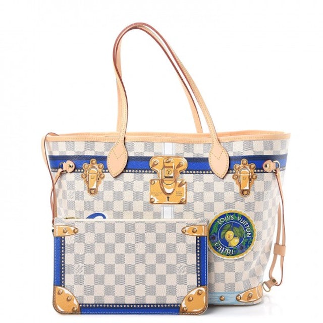 Louis+Vuitton+Neverfull+Tote+MM+Blue%2FWhite+Canvas for sale