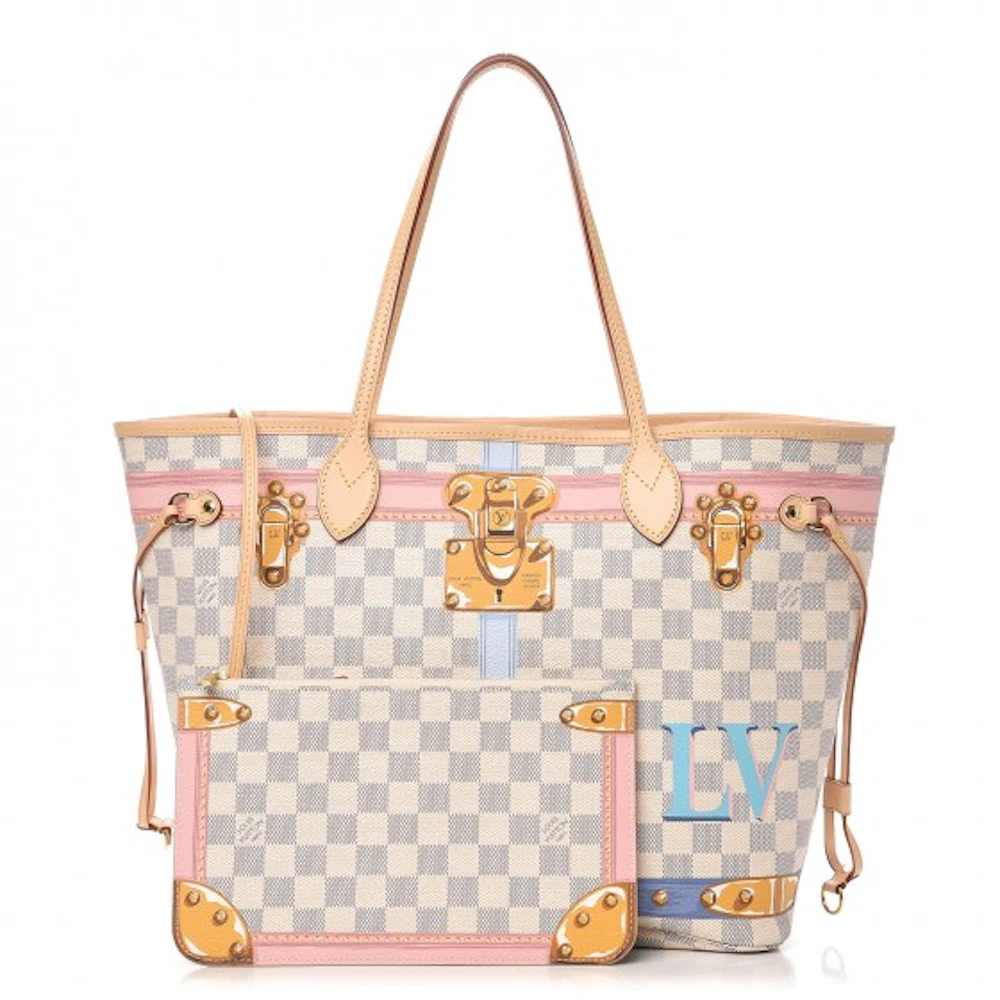 Louis Vuitton Neverfull Damier Azur Tromp L'oeil Screen (Without Pouch) MM  Beige Lining in Coated Canvas with Gold-tone - US