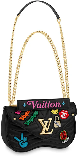 Louis Vuitton New Wave Chain Bag 80s Music Patches MM Black in Smooth ...
