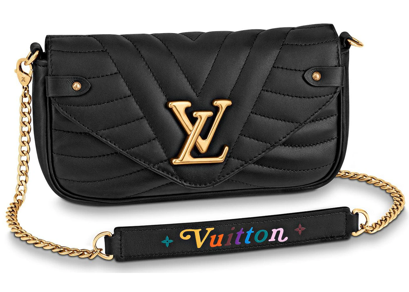 Louis Vuitton New Wave Chain Bag V-Quilted Leather In Black