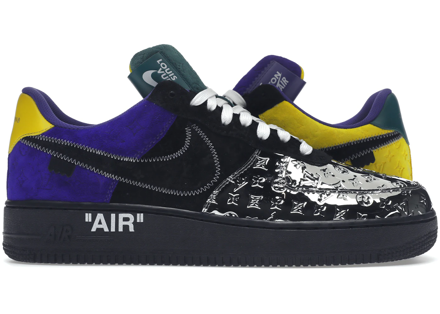 Louis Vuitton Nike Air Force Low By Virgil Abloh Negro Plateado