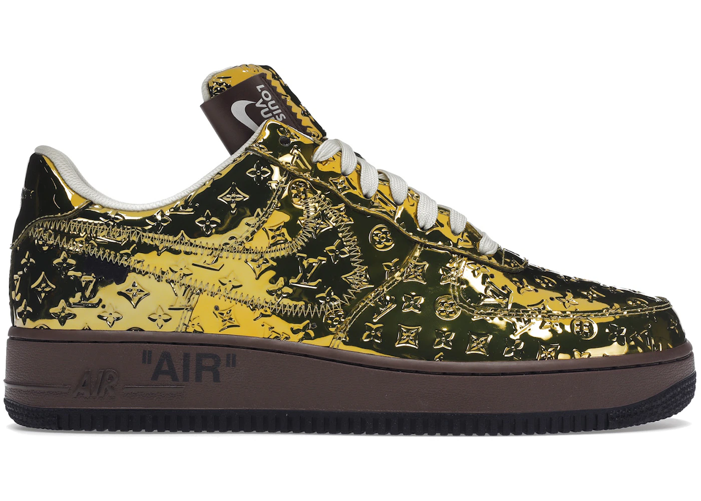Louis Vuitton Nike Air Force Low By Virgil Abloh Metallic Gold