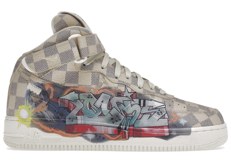 Louis Vuitton Nike Air Force 1 Mid By Virgil Abloh Graffiti Men's