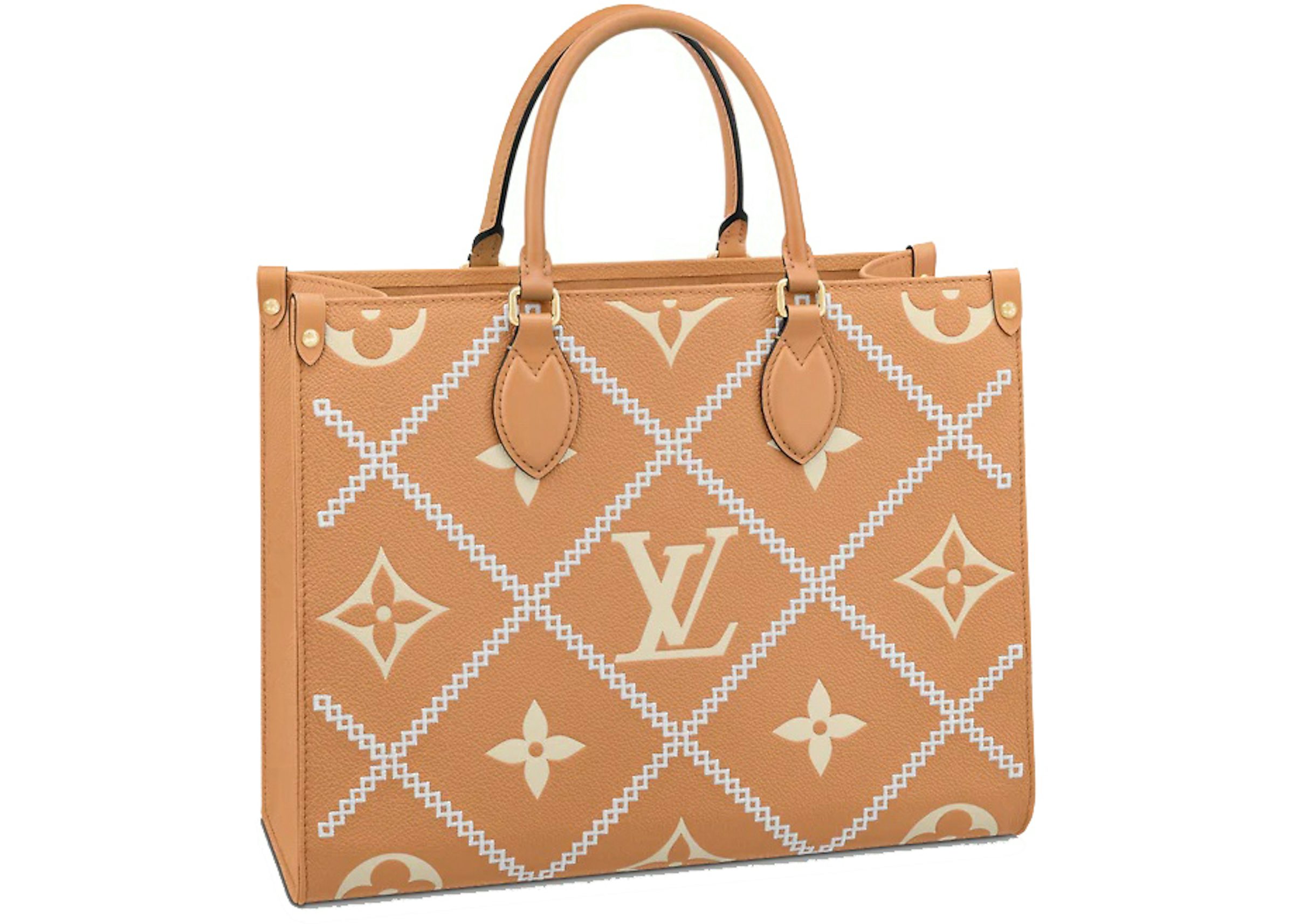 Louis Vuitton, Bags, Louis Vuitton Denim Patchwork Onthego Gm Rouge Tote